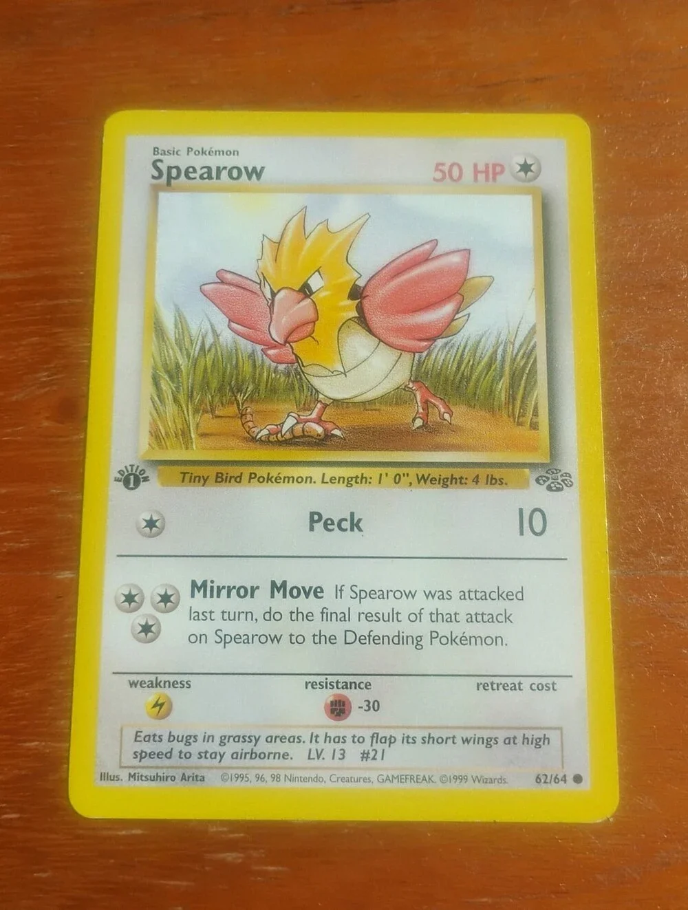 LP WOTC 1999 1st Edition Spearow 62/64 Jungle Set Pokemon Card